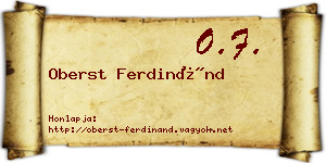 Oberst Ferdinánd névjegykártya